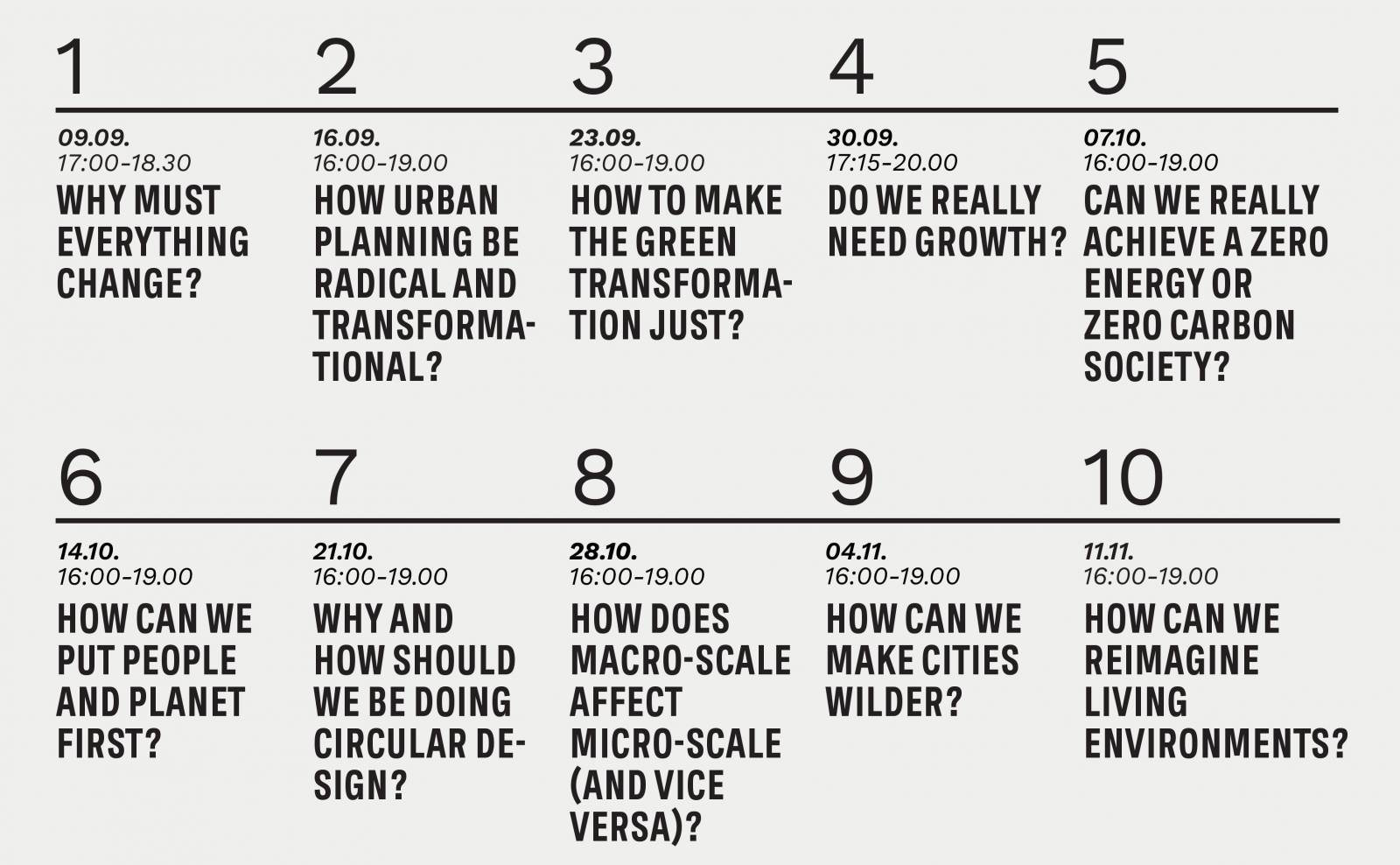 Public lecture series timetable and topics, information is also included in blog text.