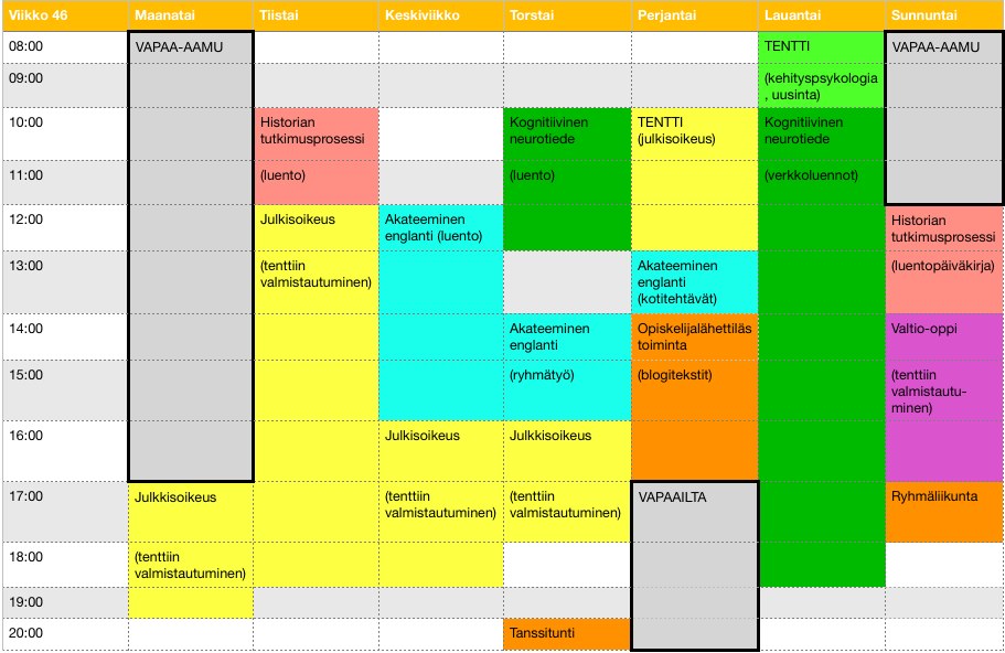 Jennin viikkokalenteri