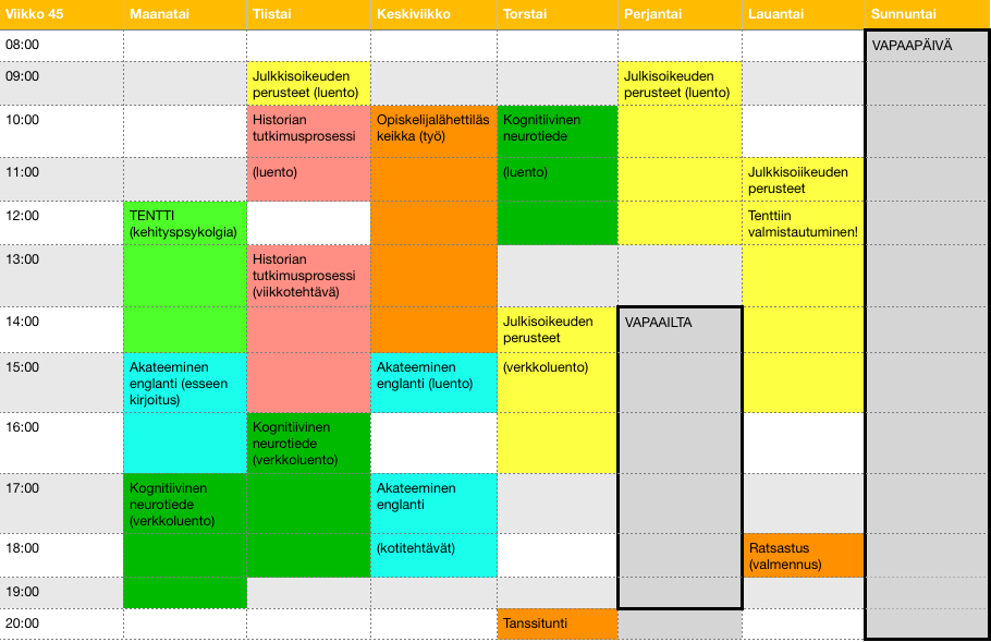 Jennin viikkokalenteri