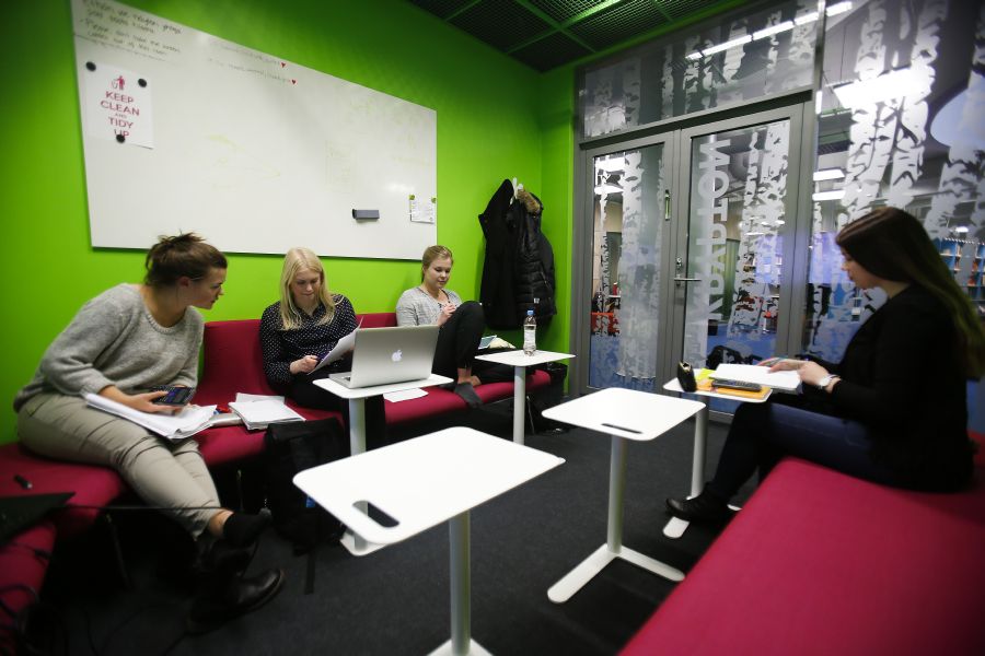 Students in the library