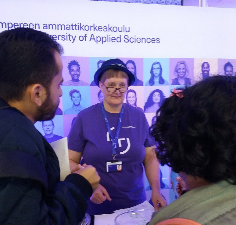 Mirja and two international student at TAMK