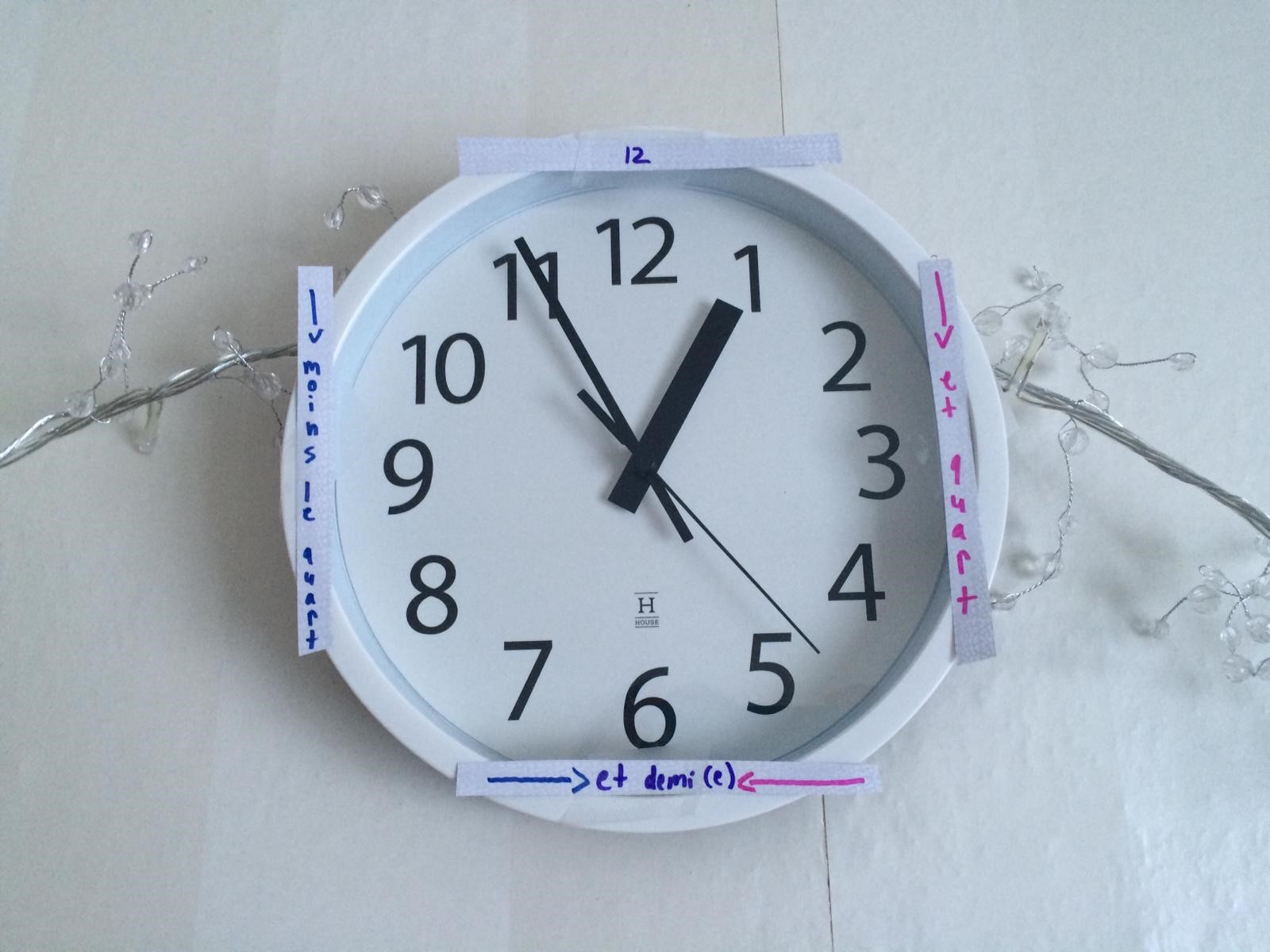 Seinäkello, jossa ranskalaiset ajanmääreet