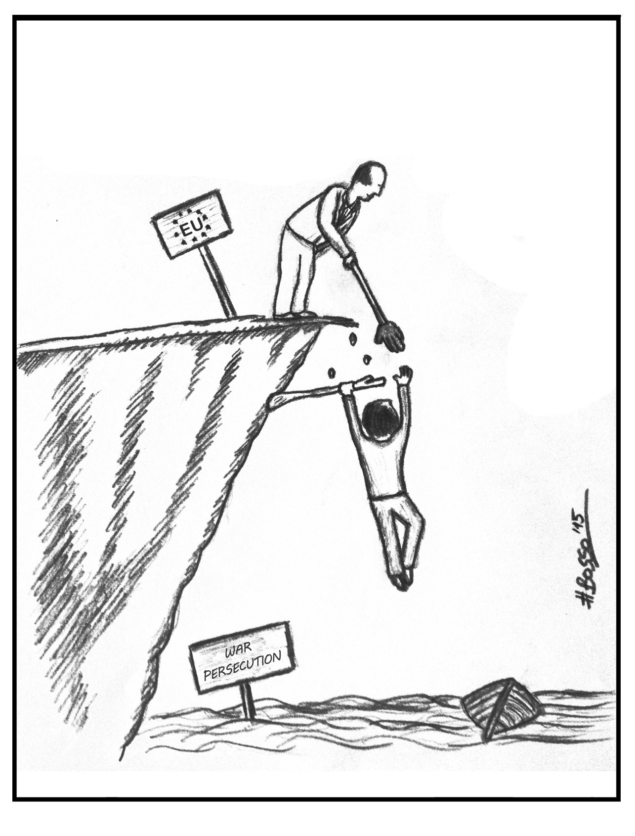 A caricature about refugee crisis