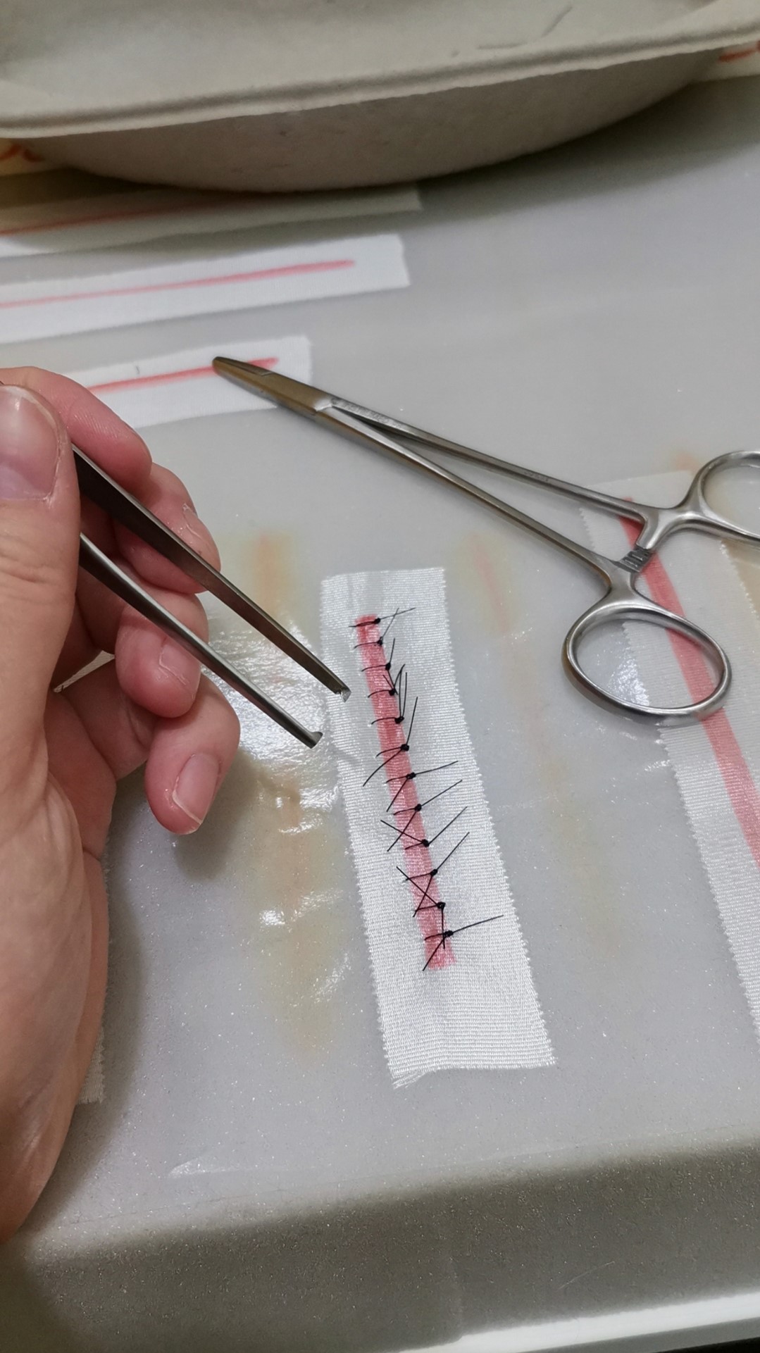 Tikkien harjoitusompelu.