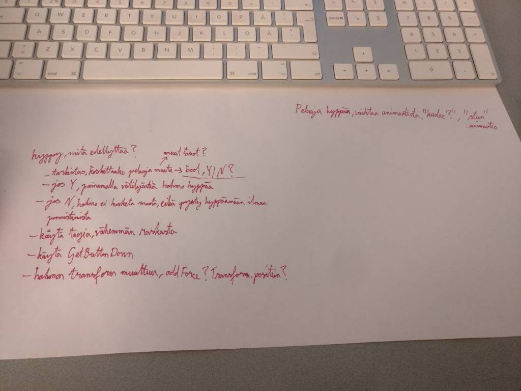 Muistiinpanoja paperilla.