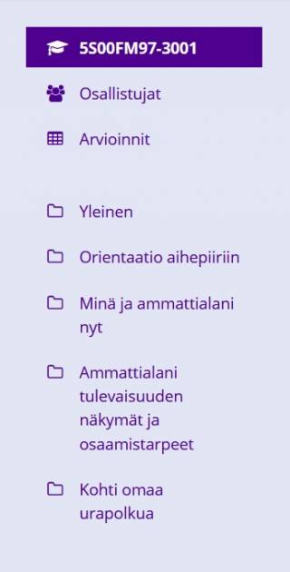 Kuva opintojakson Moodlesta.