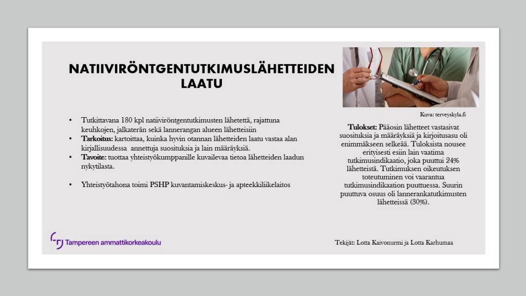 Natiiviröntgentutkimuslähetteiden laatu