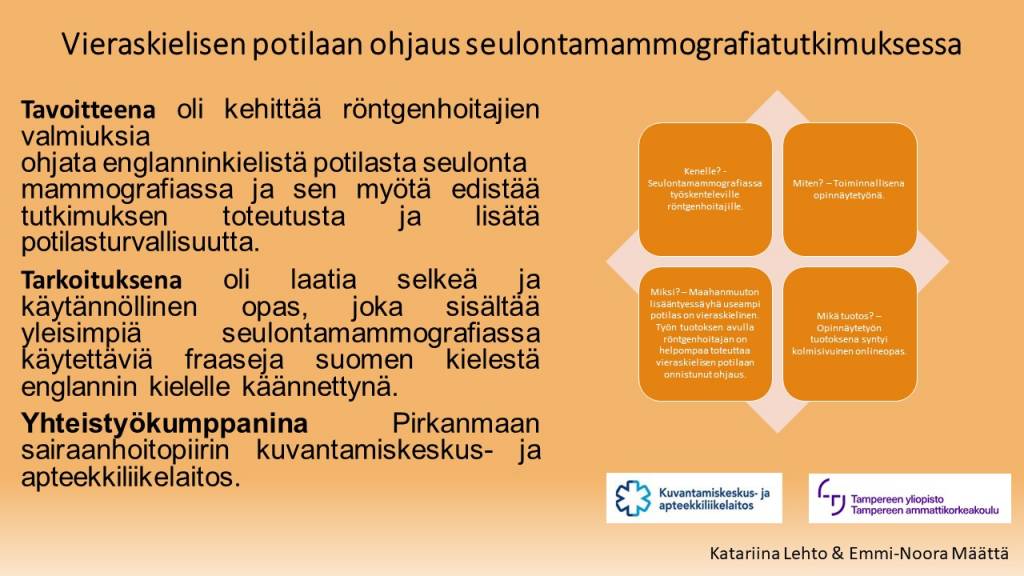 Vieraskielisen potilaan ohjaus seulontamammografiatutkimuksessa