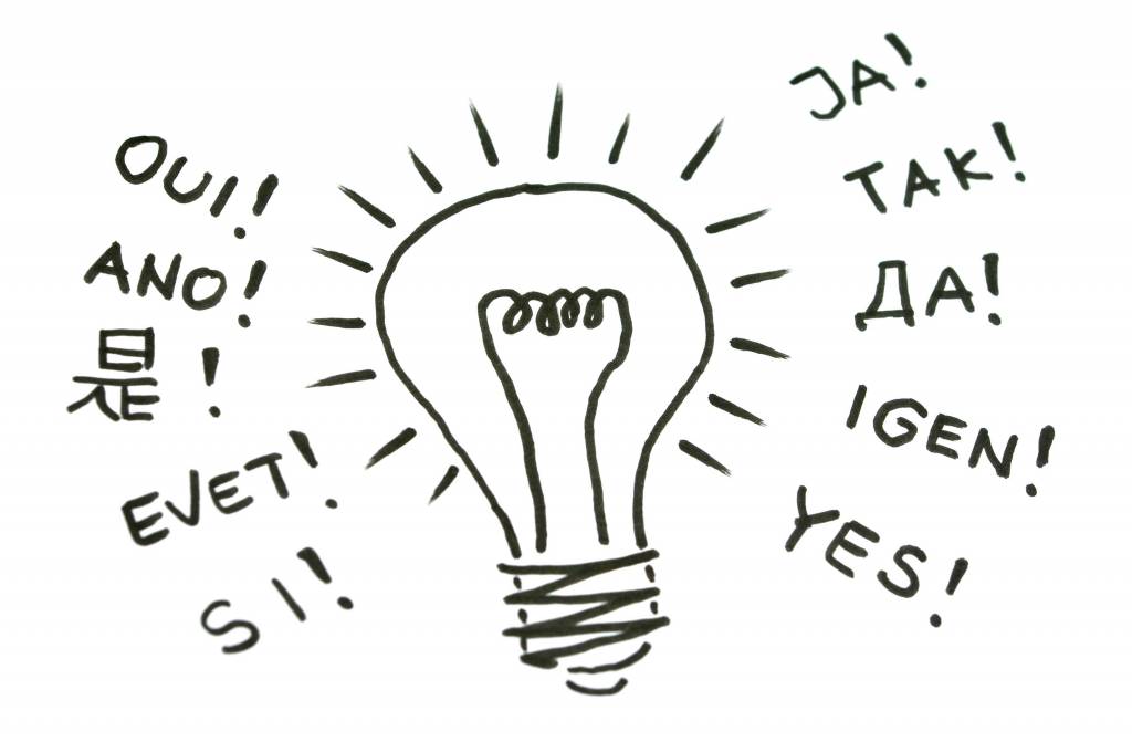 Piirros jossa lamppu ja sanoja