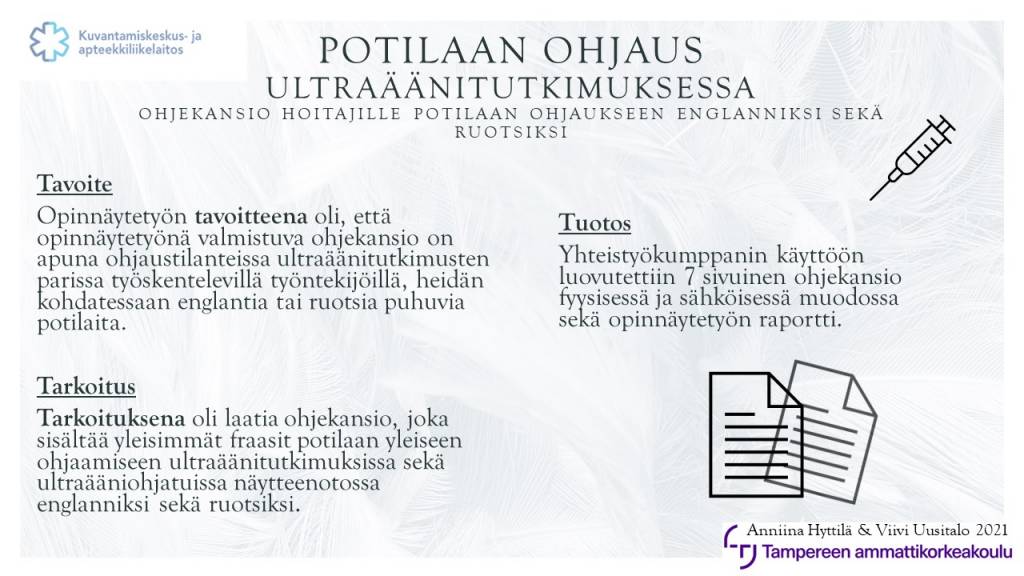Potilaan ohjaus ultraäänitutkimuksessa