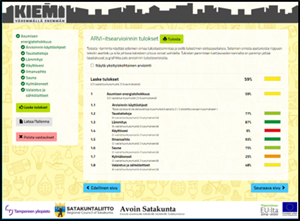 ARVI-itsearviointisovelluksen arvioinnin tulosnäkymä