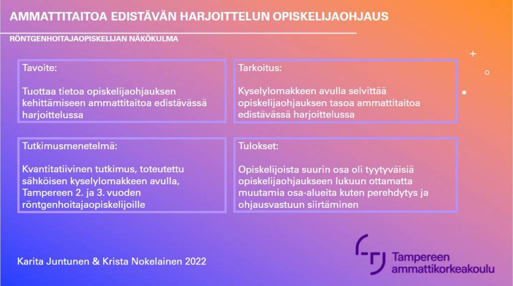 Suurin osa opiskelijoista on tyytyväisiä harjoittelun ohjaukseensa. 