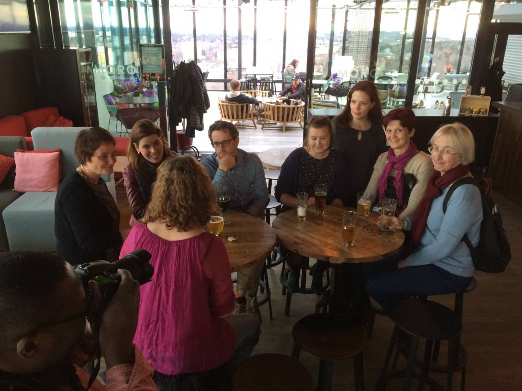 People sitting at cafe.