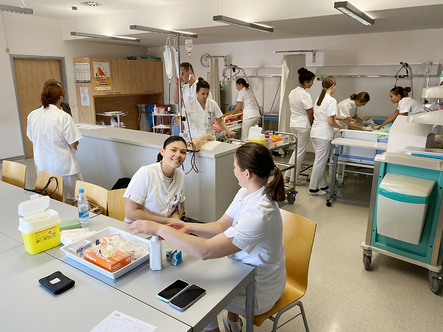 Nursing students in a classroom.