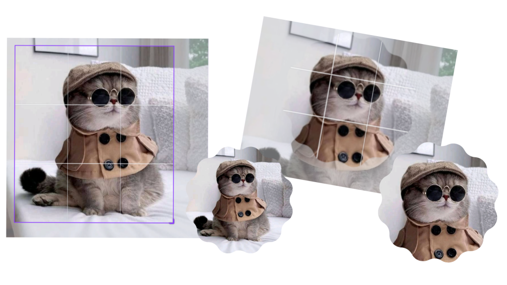 Esimerkki rajaus- ja kehysmahdollisuuksista Canvassa.