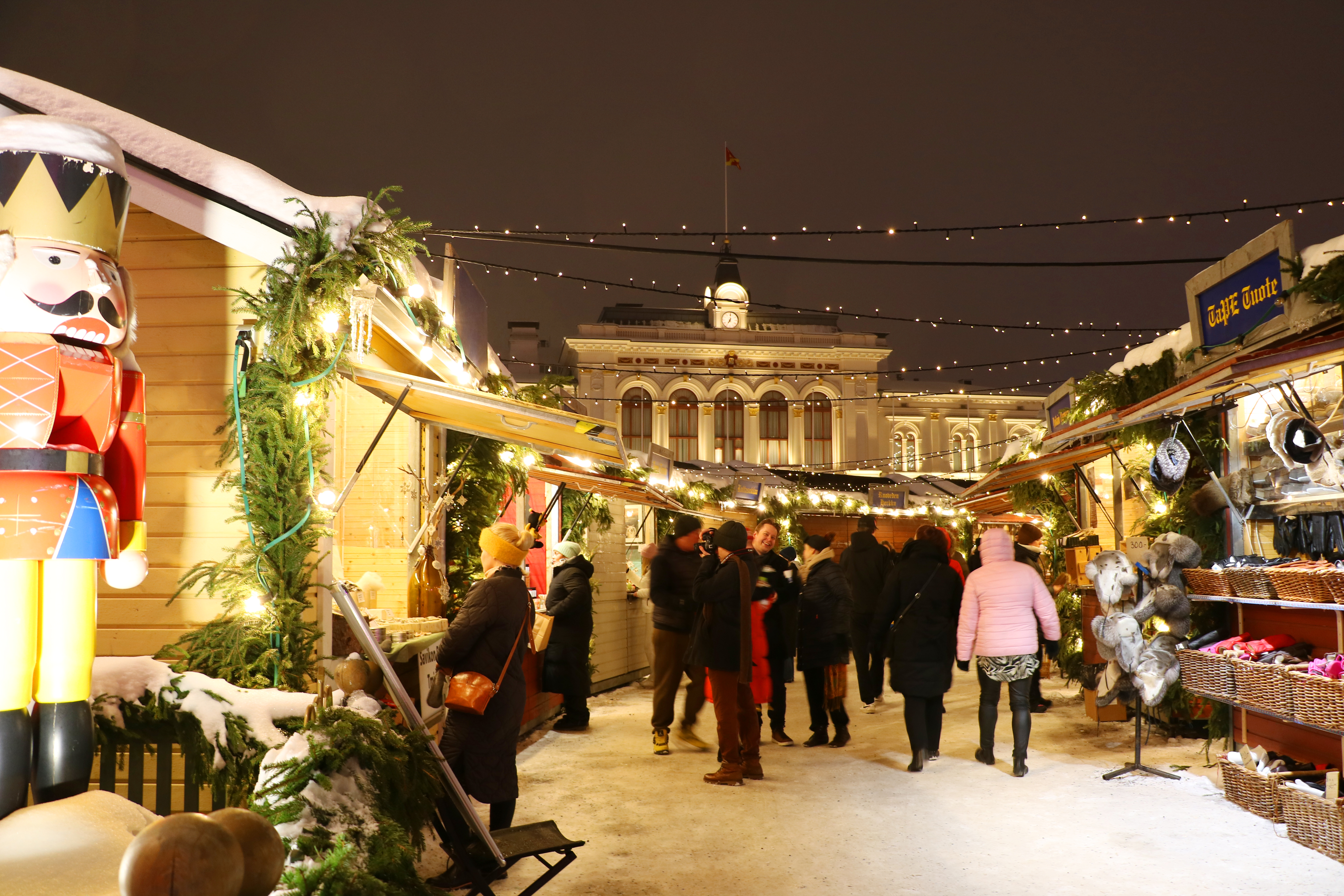 Christmas market in night light.