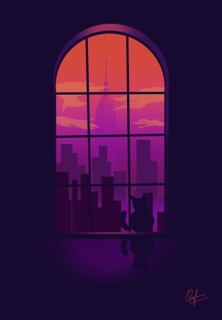 a cat watching from indoor