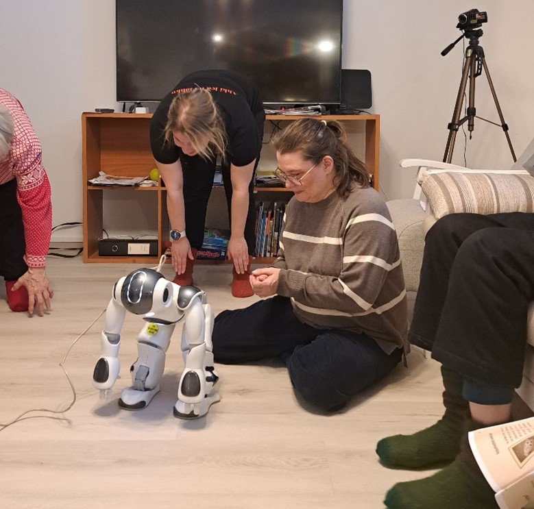 Two persons with Nao robot.