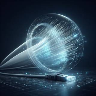 Kaapelipiuha, jonka yläpuolella heijastelee valoa kuituna.