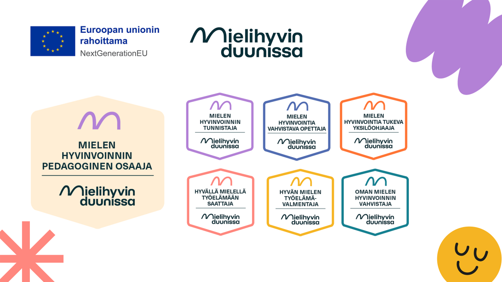 Kuva Mielihyvin duunissa -osaamismerkeistä.