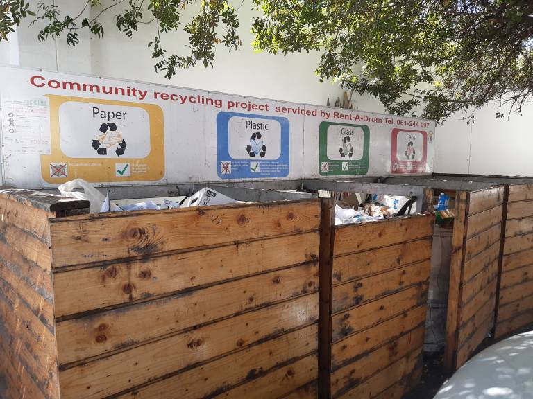 Recycle bins in Namibia.