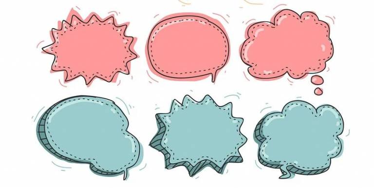 Kuvituskuva: erivärisiä puhekuplia.