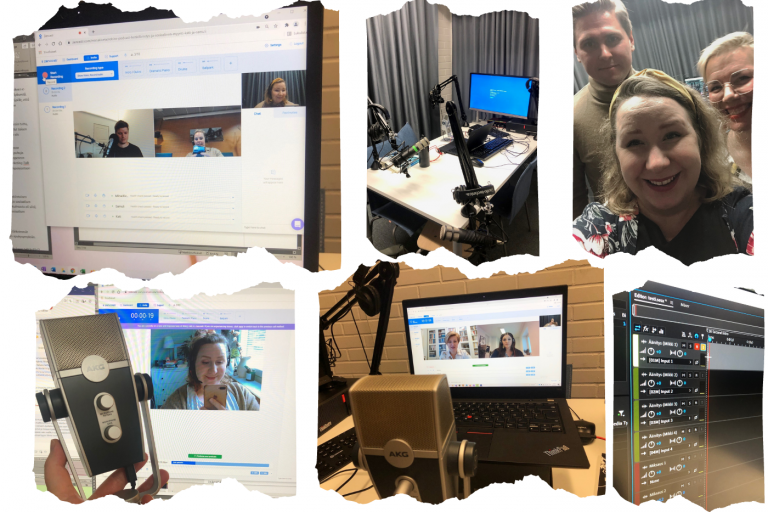 Kuvituskuva podcastien tekemisestä ja laitteistoista