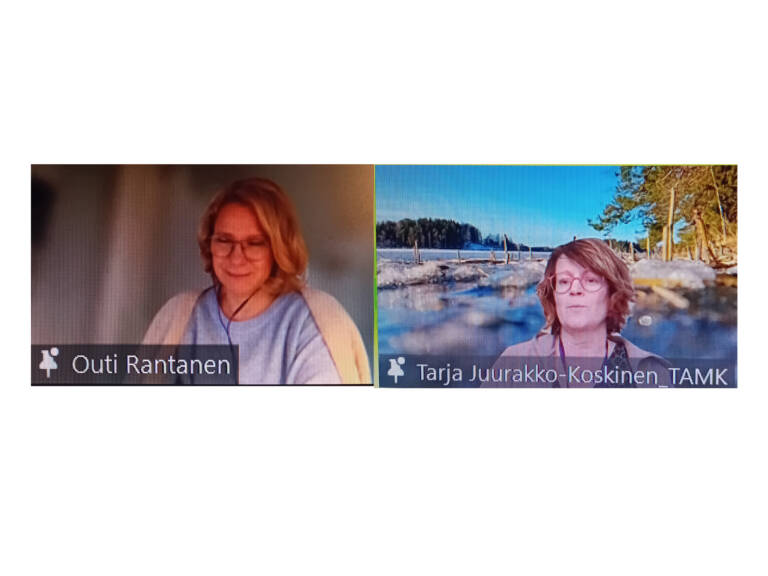 Outi ja Tarja webinaarissa.