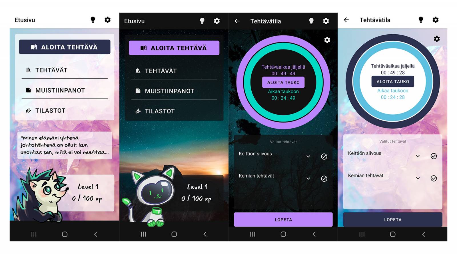 Screenshot-kuvia Nepsy Tools -sovelluksesta.
