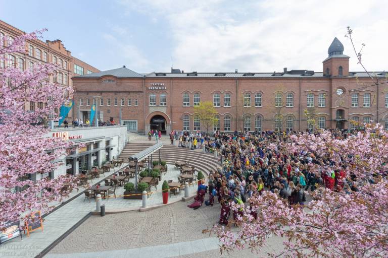 Students gathered in Keskustori square for Wappu Oath.