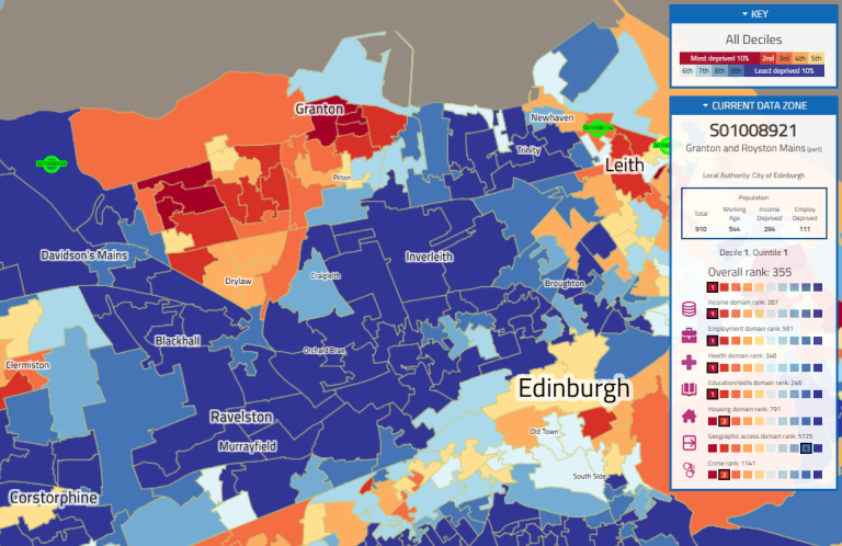 Deprivation index of Edinburgh and Granton