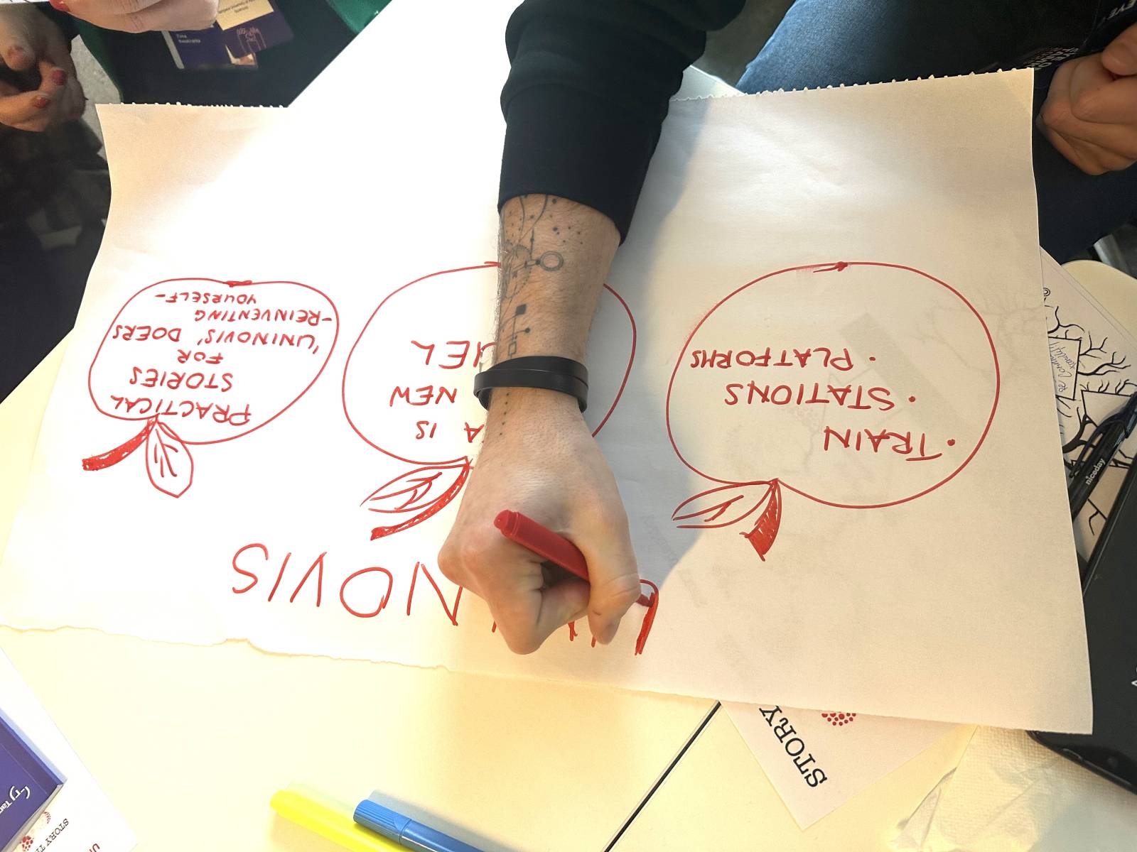 Hand writing on the paper