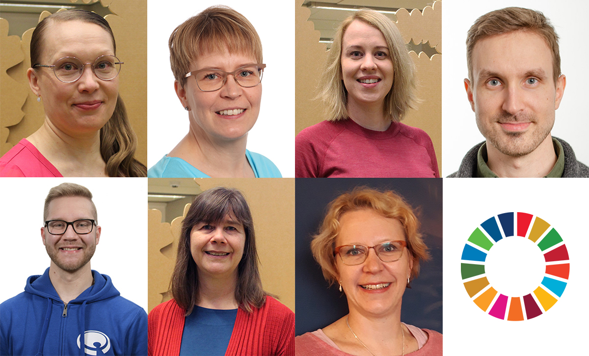 Kuvassa: Ylärivi, vasemmalta Eija Syrjämäki, Saana Raatikainen, Maria Maljanen ja Sampo Saari. Alarivi, vasemmalta Joonas Soukkio, Eveliina Asikainen ja Eeva-Liisa Viskari.