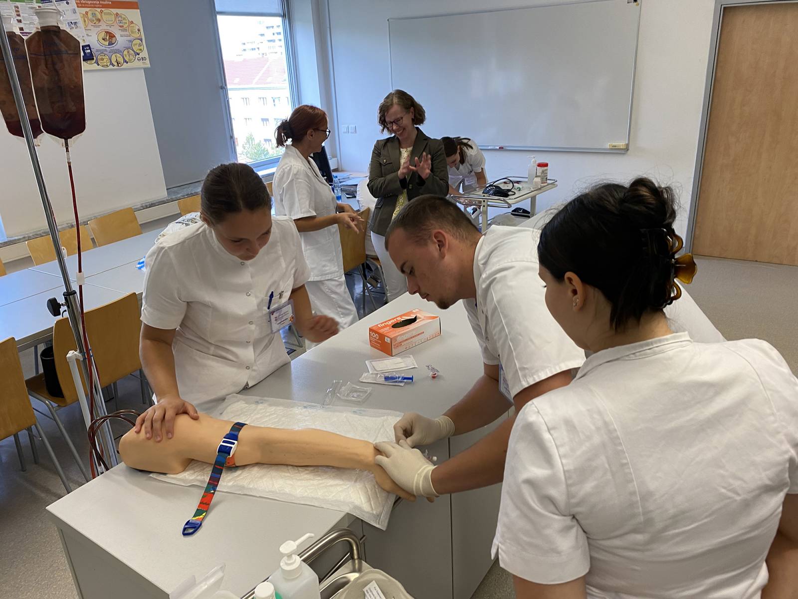 Nursing students in their skills lab.