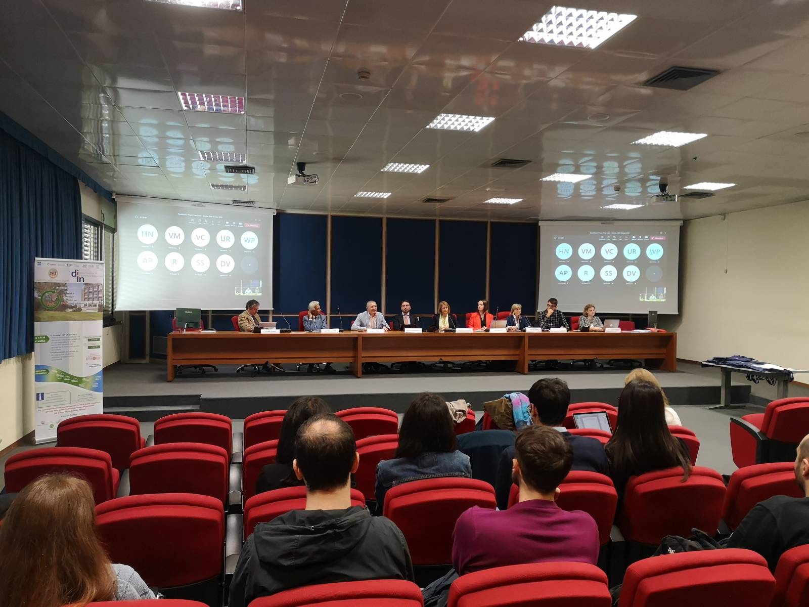 People follow presentation from audience.