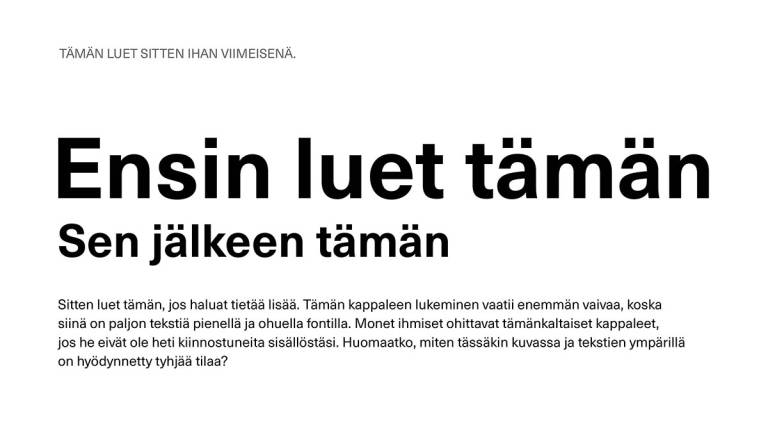 Kuvaava esitys siitä, missä järjestyksessä ihminen lukee diassa olevat rivit.