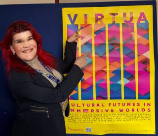 Picture shows Pirita Ihamäki presenting the VIRTUA project.