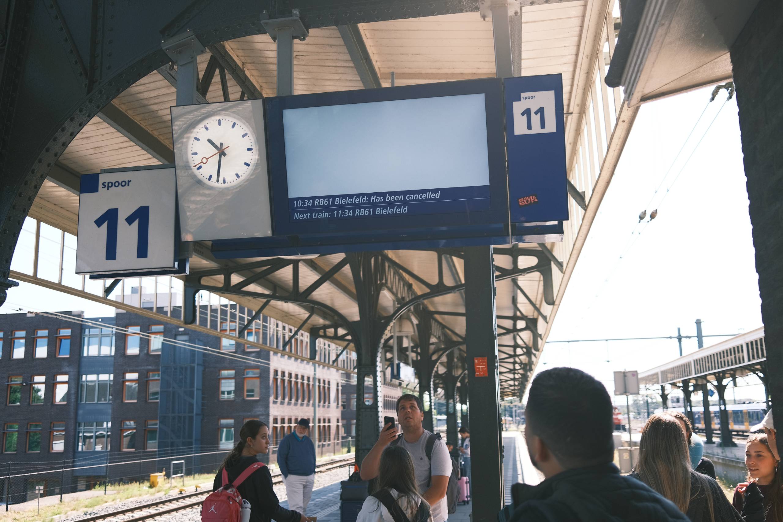 Image taken of a time table screen at a train station