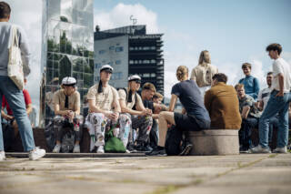 Opiskelijoita opiskelijatapahtumassa Hervannassa.